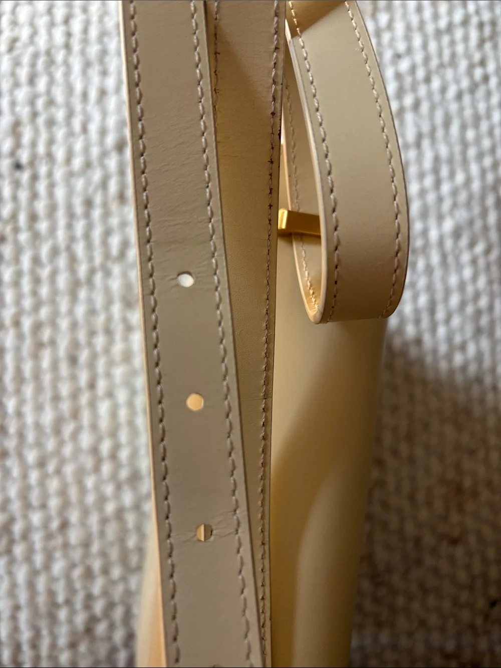 Quince Cream Italian Leather Box Shoulder Bag Crossbody Purse